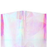 Multi-size Vacuum Heat Sealing Glossy Holographic Pink Storage Pouch Open Top Packaging Bag with Tear Notch